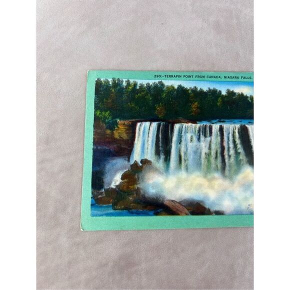 Vintage TERRAPIN POINT FROM CANADA, NIAGARA FALLS Postcard 1956 - Picture 2 of 5